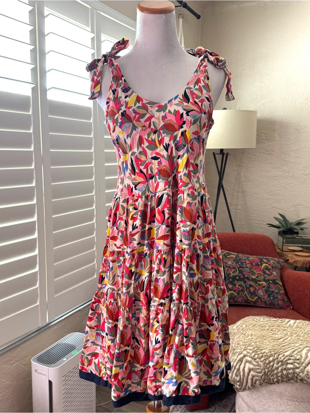 THML Floral Tie-Shoulder Tiered Sundress in Multi-Color
